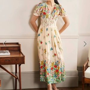 Boden Ivory Garden Blooms Tessa Maxi Dress US16/18  UK20